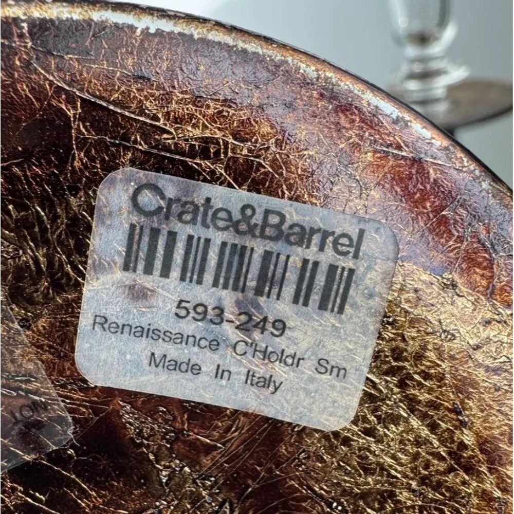 Crate & Barrel Renaissance Candle Holder Pair Made in Italy 12